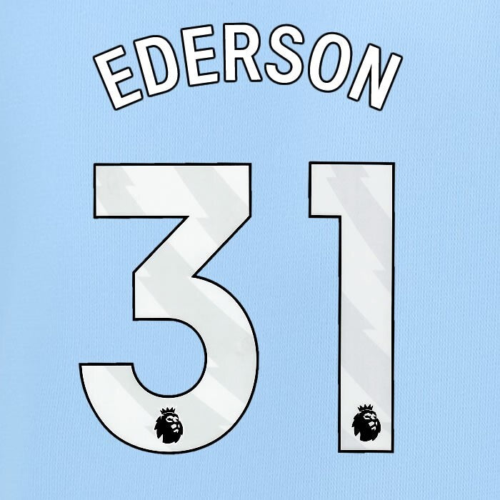 2024 2025 MANCHESTER CITY EDERSON 31 WHITE HOME PLAYER SIZE NAME SET