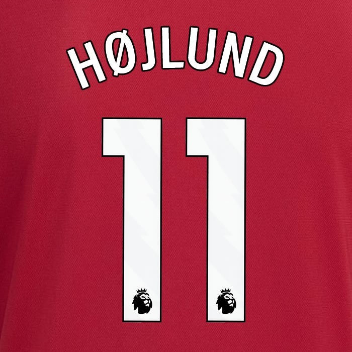 2023 2024 MANCHESTER UNITED HOJLUND 11 HOME WHITE PLAYER SIZE NAMESET