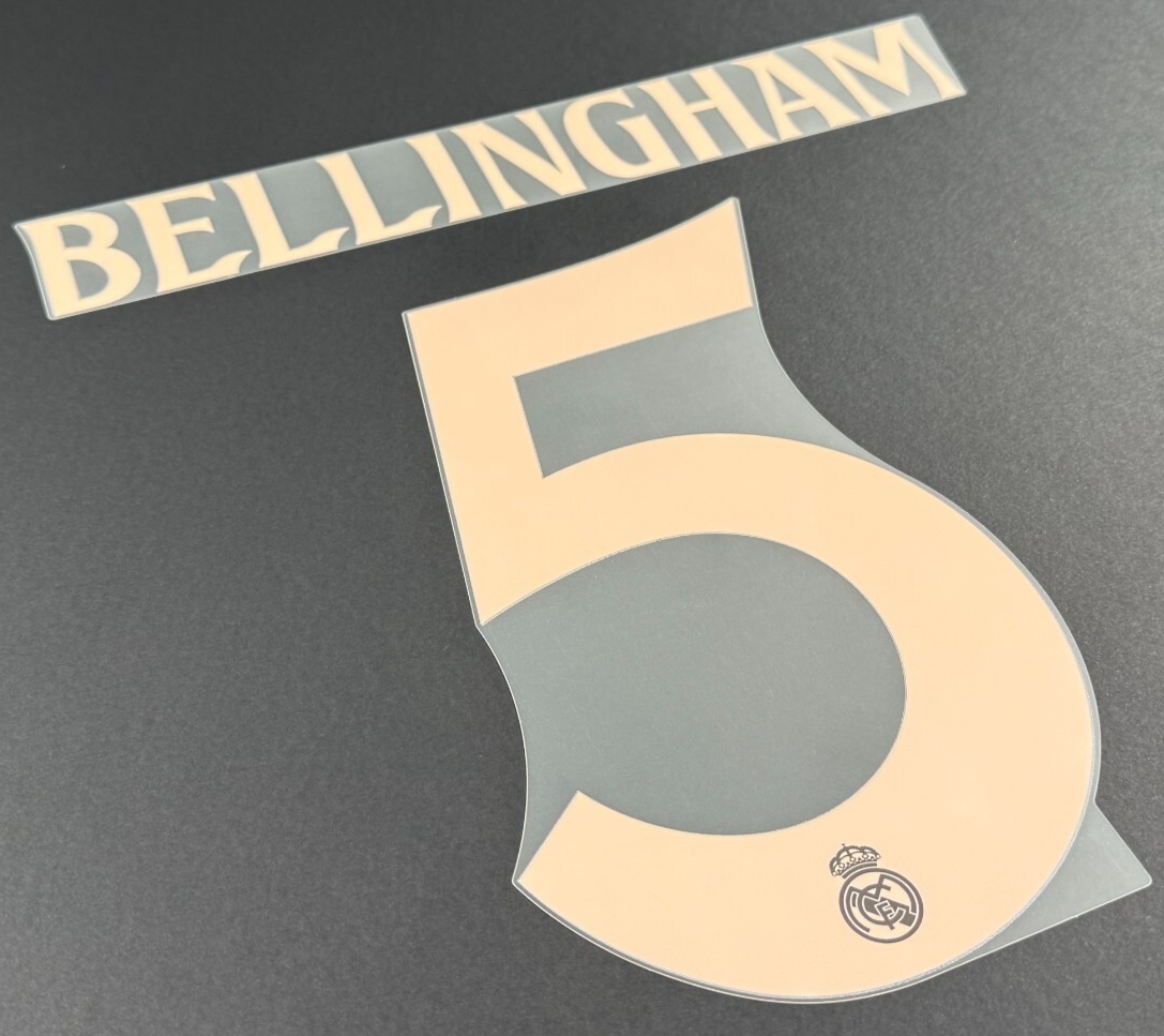 24/25 REAL MADRID BELLINGHAM 5 OFFICIAL THIRD PLAYER SIZE NAME SET