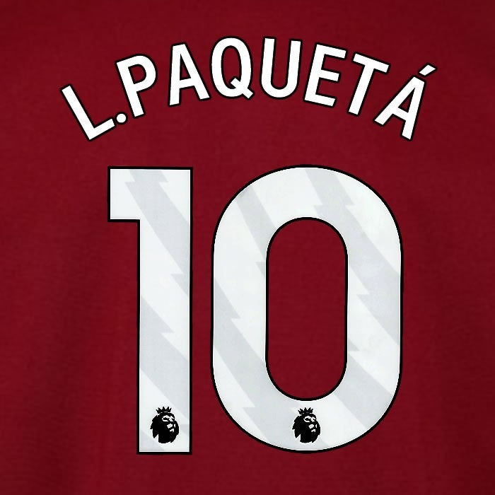 2025 2026 WEST HAM L. PAQUETA 10 OFFICIAL WHITE HOME PLAYER SIZE NAMESET