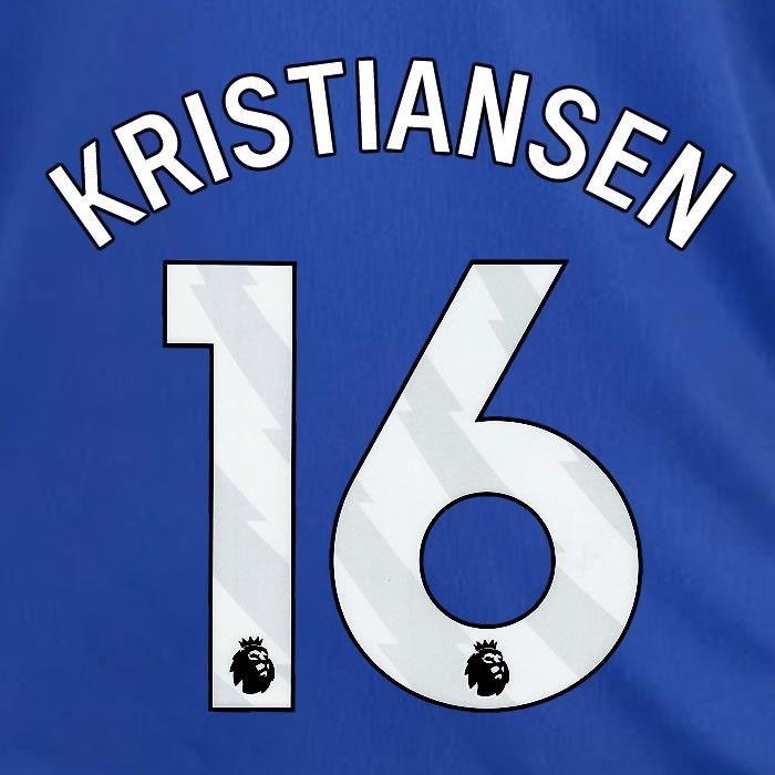 2024 2025 OFFICIAL LEICESTER CITY KRISTIANSEN 16 WHITE HOME PLAYER SIZE NAME SET