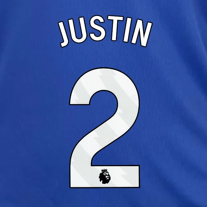 2024 2025 OFFICIAL LEICESTER CITY JUSTIN 2 WHITE HOME PLAYER SIZE NAME SET