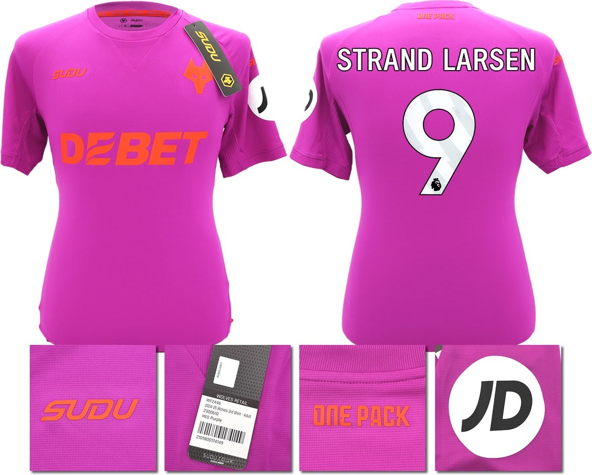 BNWT 2024/2025 WOLVES F.C. SUDU THIRD SHIRT STRAND LARSEN 9