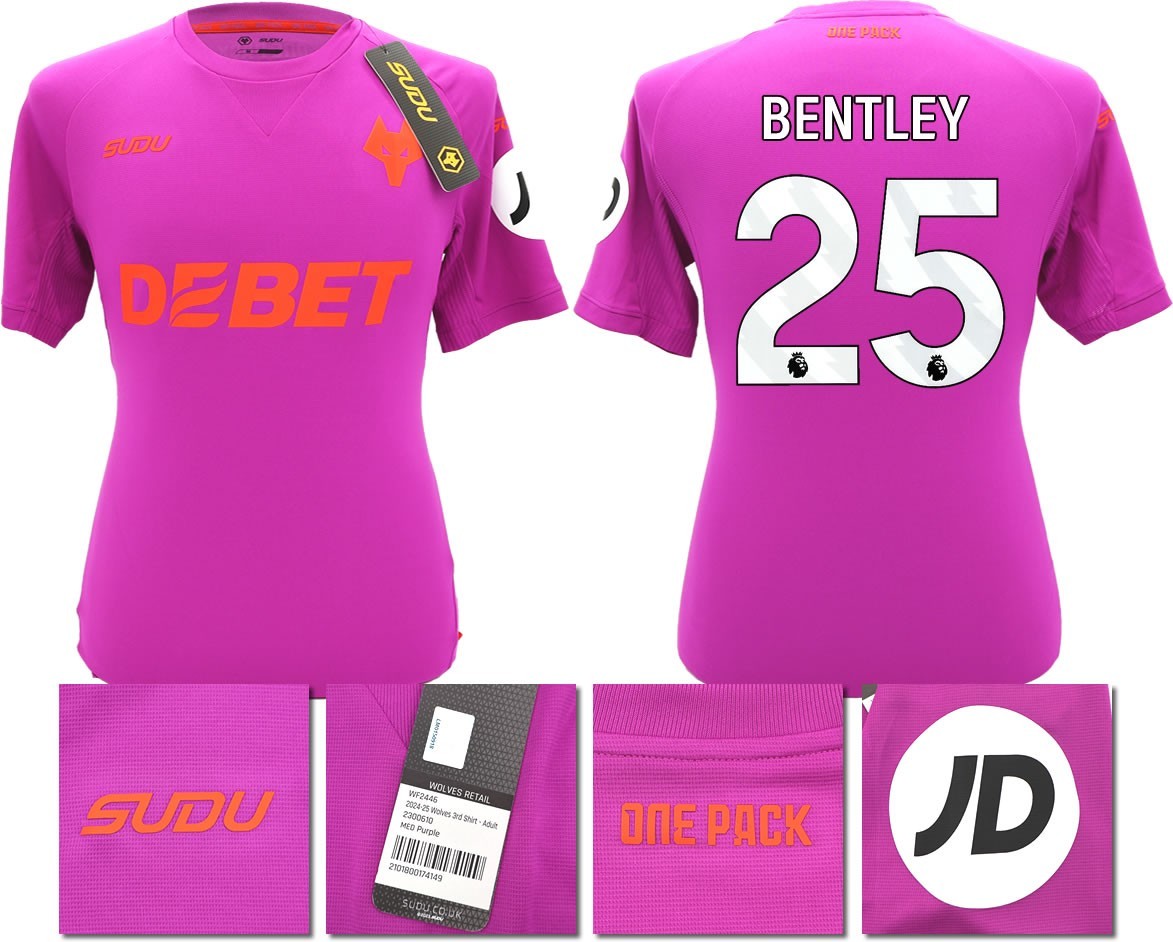 BNWT 2024/2025 WOLVES F.C. SUDU THIRD SHIRT BENTLEY 25
