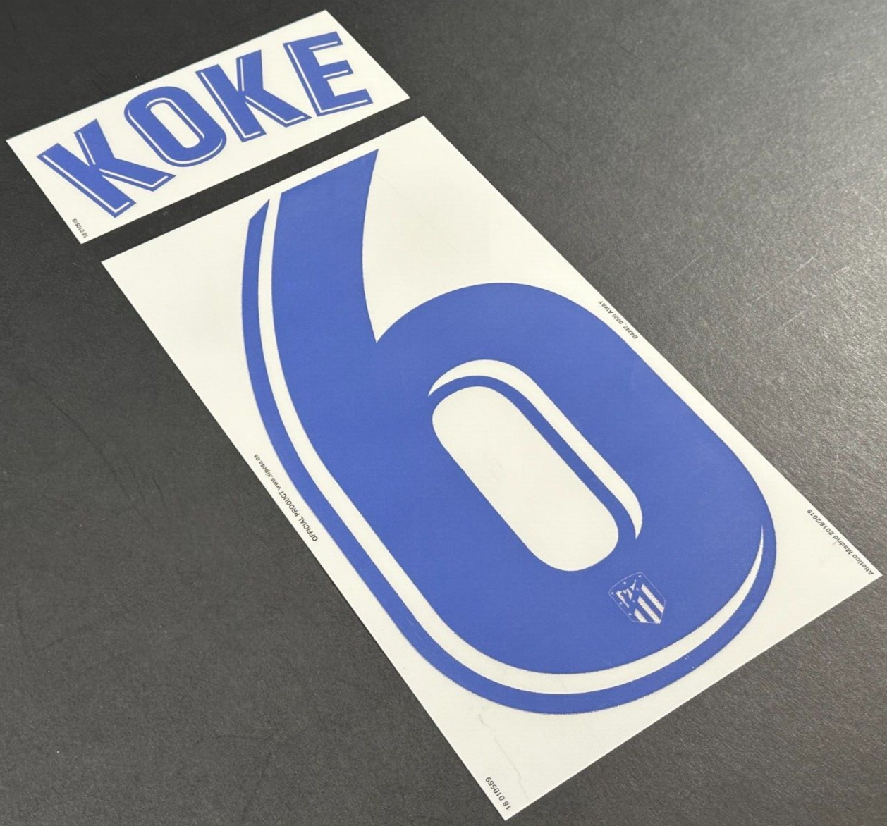 2018 2019 OFFICIAL ATLETICO KOKE 6 AWAY PLAYER SIZE NAMESET