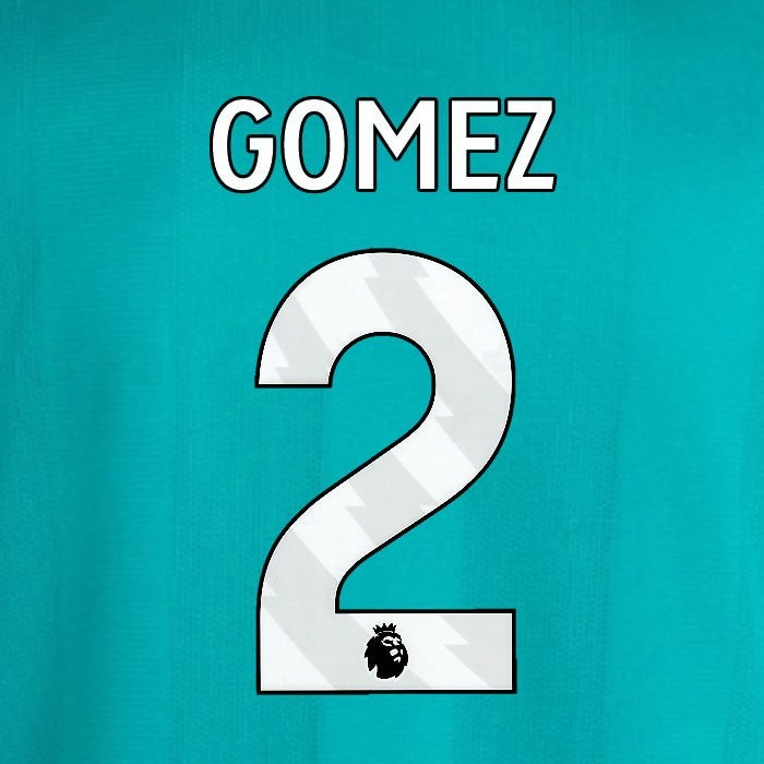 2025 2026 OFFICIAL LIVERPOOL GOMEZ 2 WHITE 3RD PLAYER SIZE NAMESET