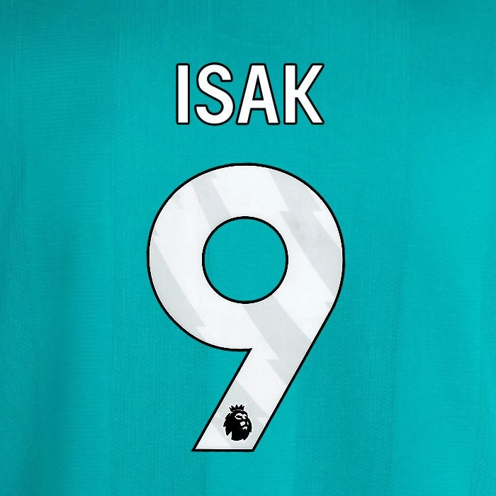 2025 2026 OFFICIAL LIVERPOOL ISAK 9 WHITE 3RD PLAYER SIZE NAMESET