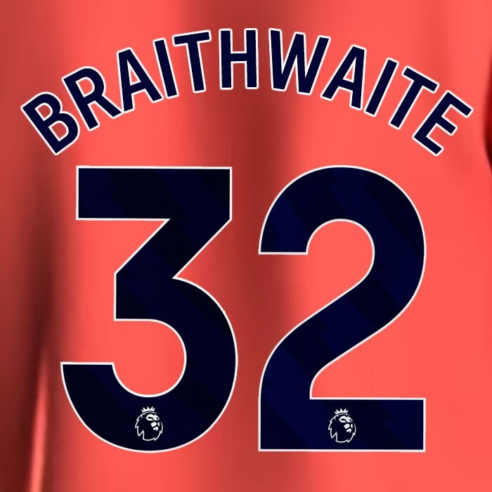 2023 2024 EVERTON BRAITHWAITE 32 OFFICIAL BLUE AWAY PLAYER SIZE NAMESET