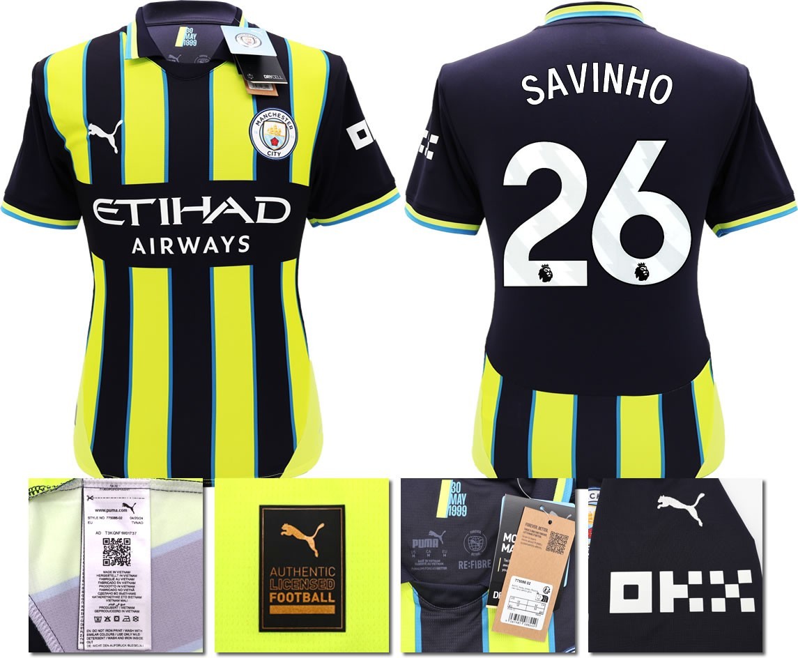 BNWT 2024 2025 MAN CITY PUMA AWAY SAVINHO 26 FOOTBALL SHIRT