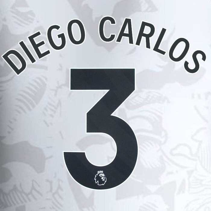 2023 2024 ASTON VILLA DIEGO CARLOS 3 OFFICIAL BLACK AWAY PLAYER SIZE NAMESET