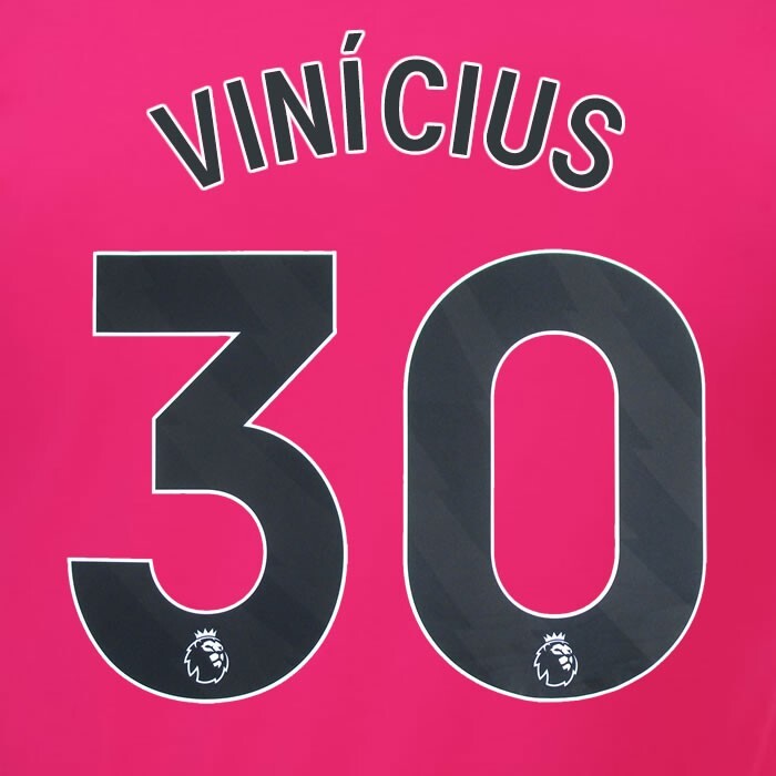 2023 2024 OFFICIAL FULHAM AVERY DENNISON VINICIUS 30 AWAY PLAYER SIZE NAMESET
