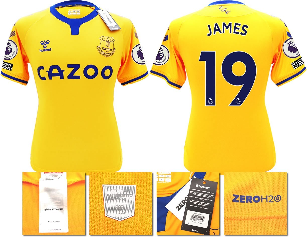 BNWT 2020 2021 HUMMEL EVERTON AWAY SHIRT MEN'S JAMES 19+ PATCHES