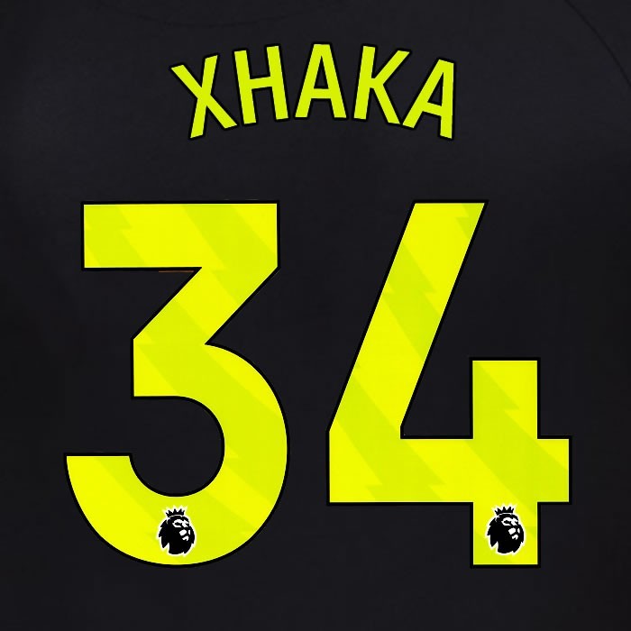 2025 2026 OFFICIAL SUNDERLAND XHAKA 34 YELLOW 3RD PLAYER SIZE NAME SET