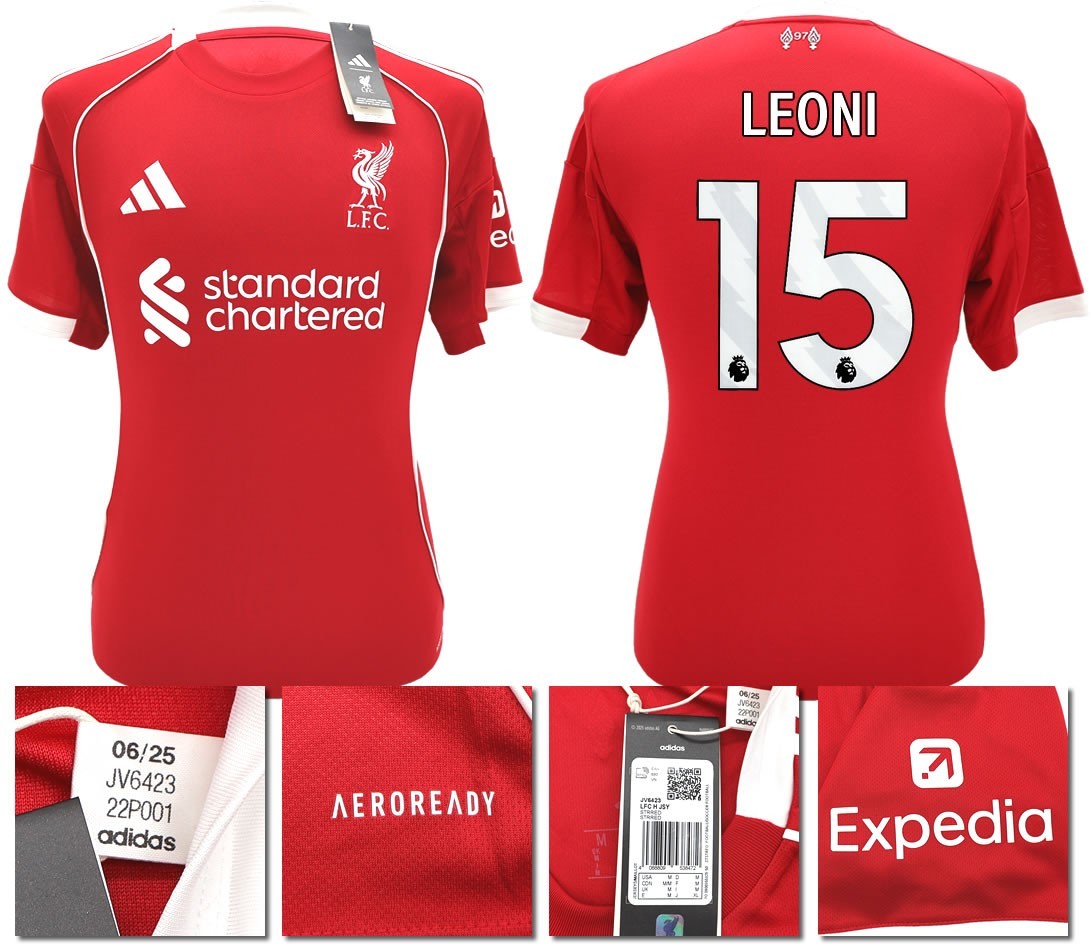 BNWT 2025 2026 LIVERPOOL ADIDAS HOME SHIRT LEONI 15