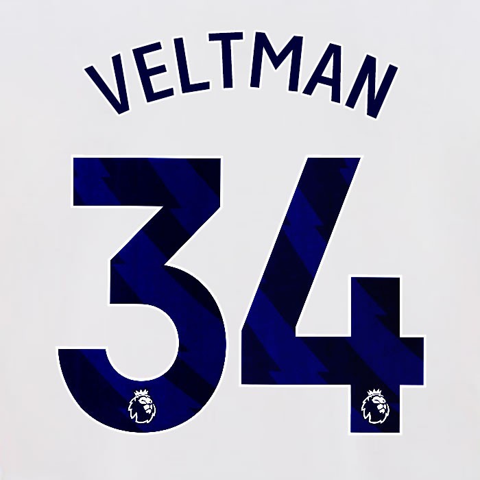 2024 2025 OFFICIAL BRIGHTON VELTMAN 34 HOME BLUE PLAYER SIZE NAMESET