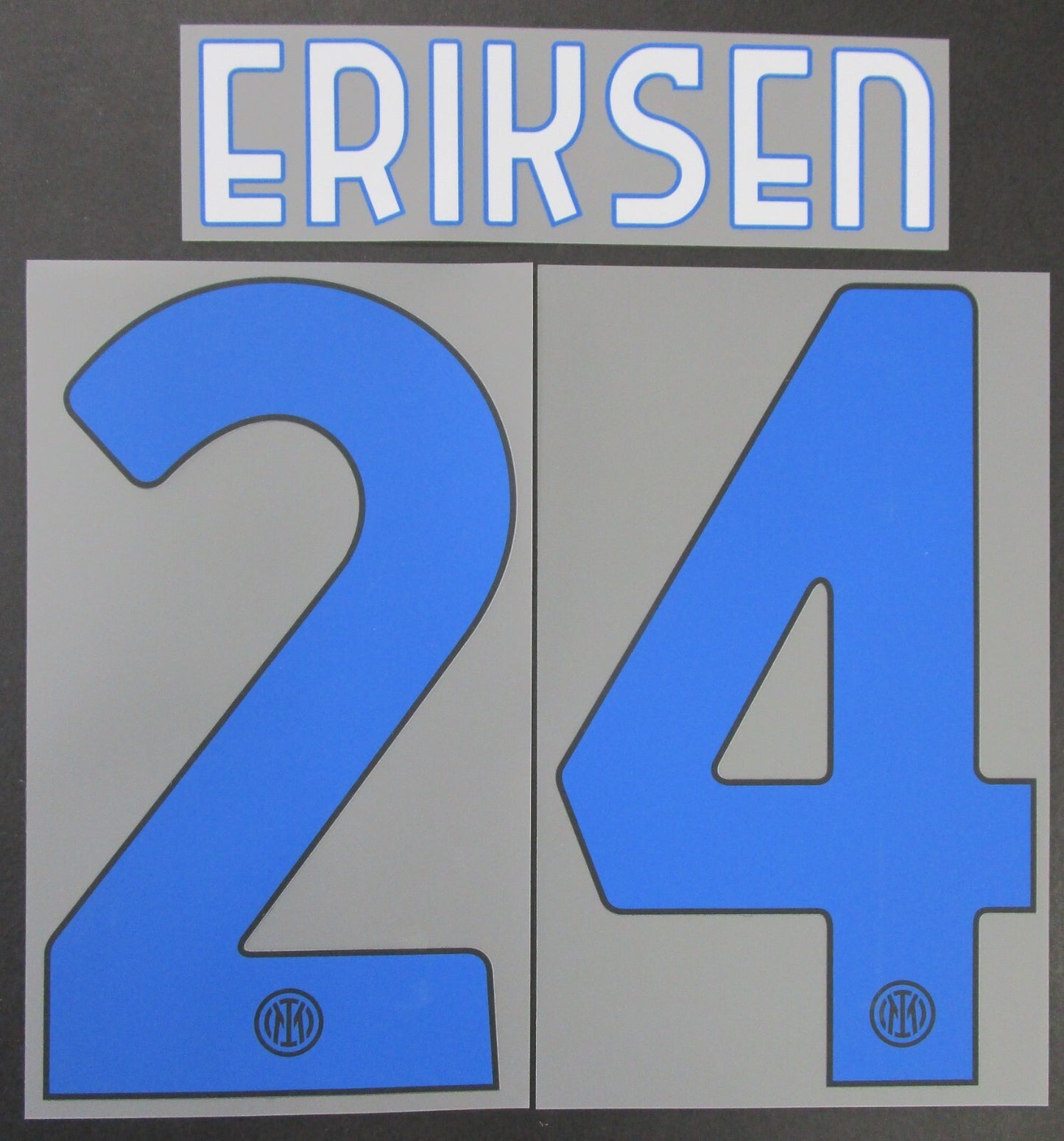 INTER MILAN 2020 2021 ERIKSEN 24 OFFICIAL 4TH BLUE/WHITE PLAYER SIZE NAMESET