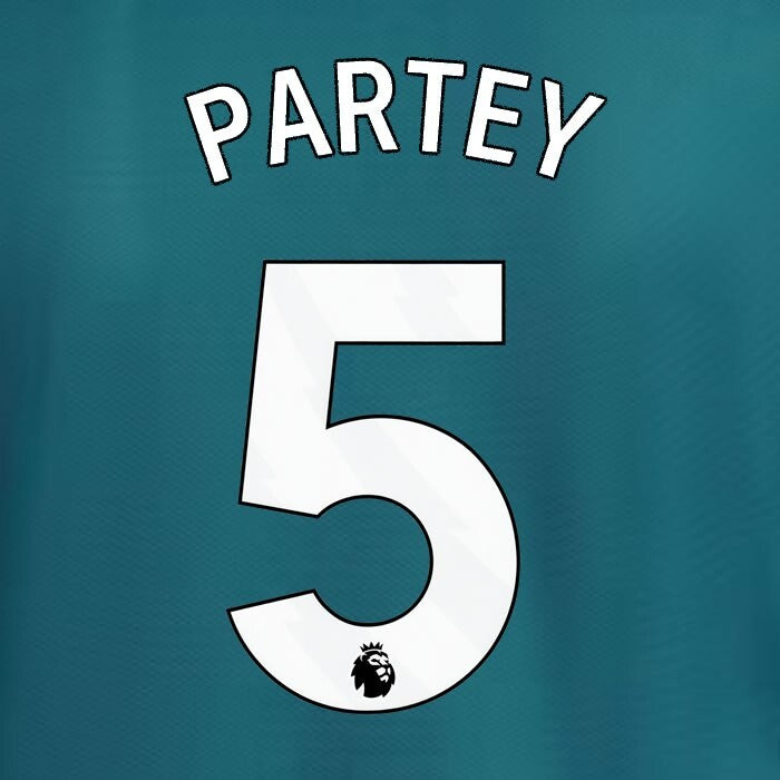 2023 2024 ARSENAL PARTEY 5 WHITE 3RD OFFICIAL PLAYER SIZE NAME SET