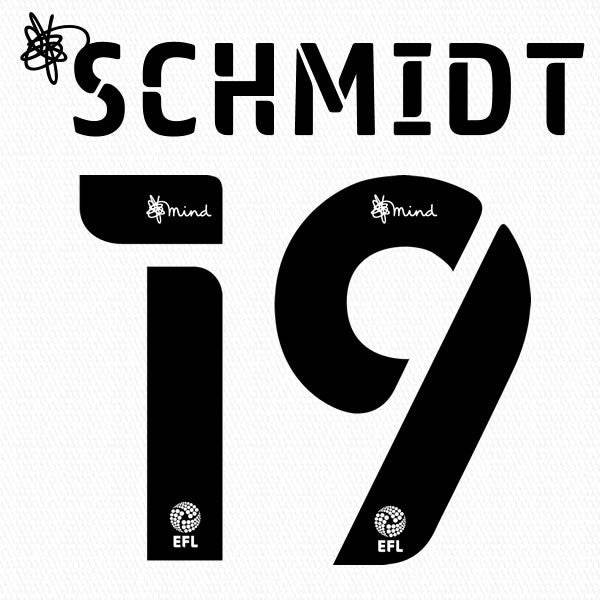 BARNSLEY 2020 2021 OFFICIAL SCHMIDT 19 AWAY PLAYER SIZE NAME SET