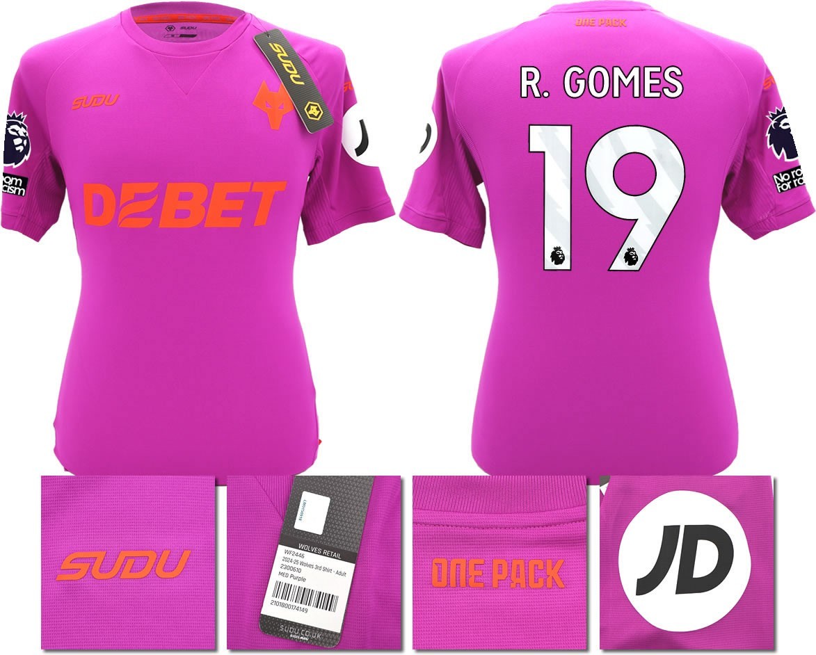 BNWT 2024/2025 WOLVES F.C. SUDU THIRD SHIRT R. GOMES 19