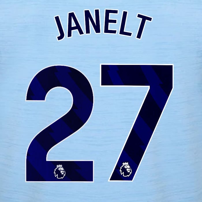 2023 2024 BRENTFORD JANELT 27 OFFICIAL BLUE AWAY PLAYER SIZE NAMESET
