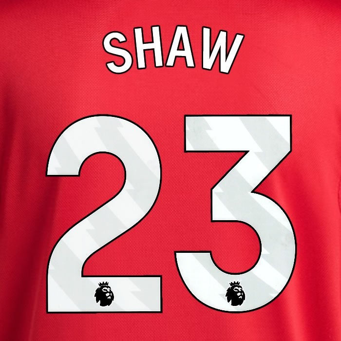 2025 2026 MANCHESTER UNITED SHAW 23 HOME WHITE PLAYER SIZE NAMESET