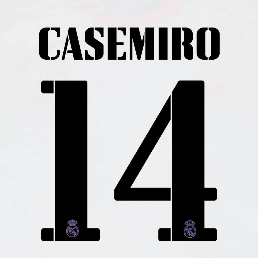 2022 2023 AVERY DENNISON REAL MADRID CASEMIRO 14 HOME BLACK PLAYER SIZE NAMESET