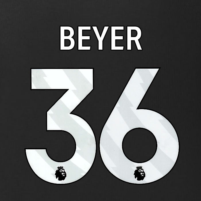 2025 2026 BURNLEY BEYER 36 OFFICIAL WHITE 3RD PLAYER SIZE NAMESET