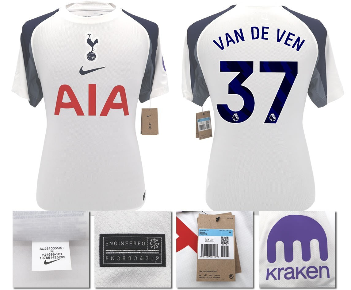 BNWT 2025 2026 TOTTENHAM NIKE HOME VAN DE VEN 37 FOOTBALL SHIRT MEN'S
