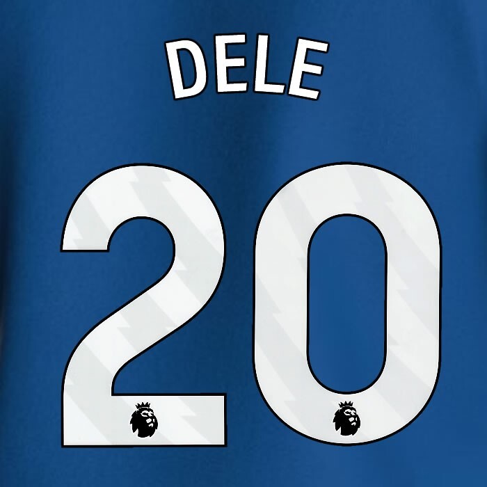 2023 2024 EVERTON DELE 20 OFFICIAL WHITE HOME PLAYER SIZE NAMESET