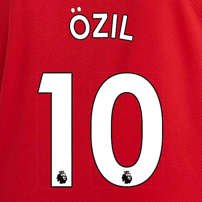 ARSENAL 2019-23 OZIL 10 OFFICIAL AVERY DENNISON WHITE PLAYER SIZE NAME SET