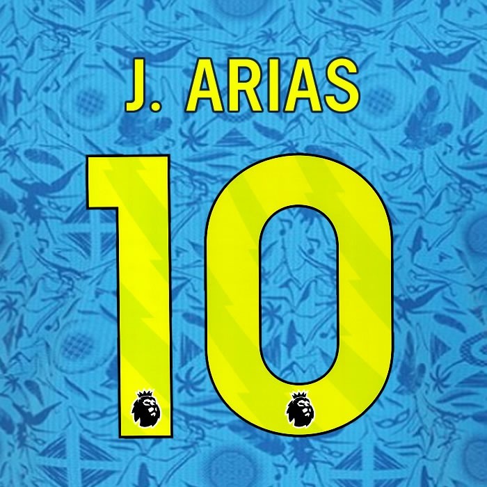 2025 2026 WOLVES 3RD YELLOW J ARIAS 10 OFFICIAL PLAYER SIZE NAMESET