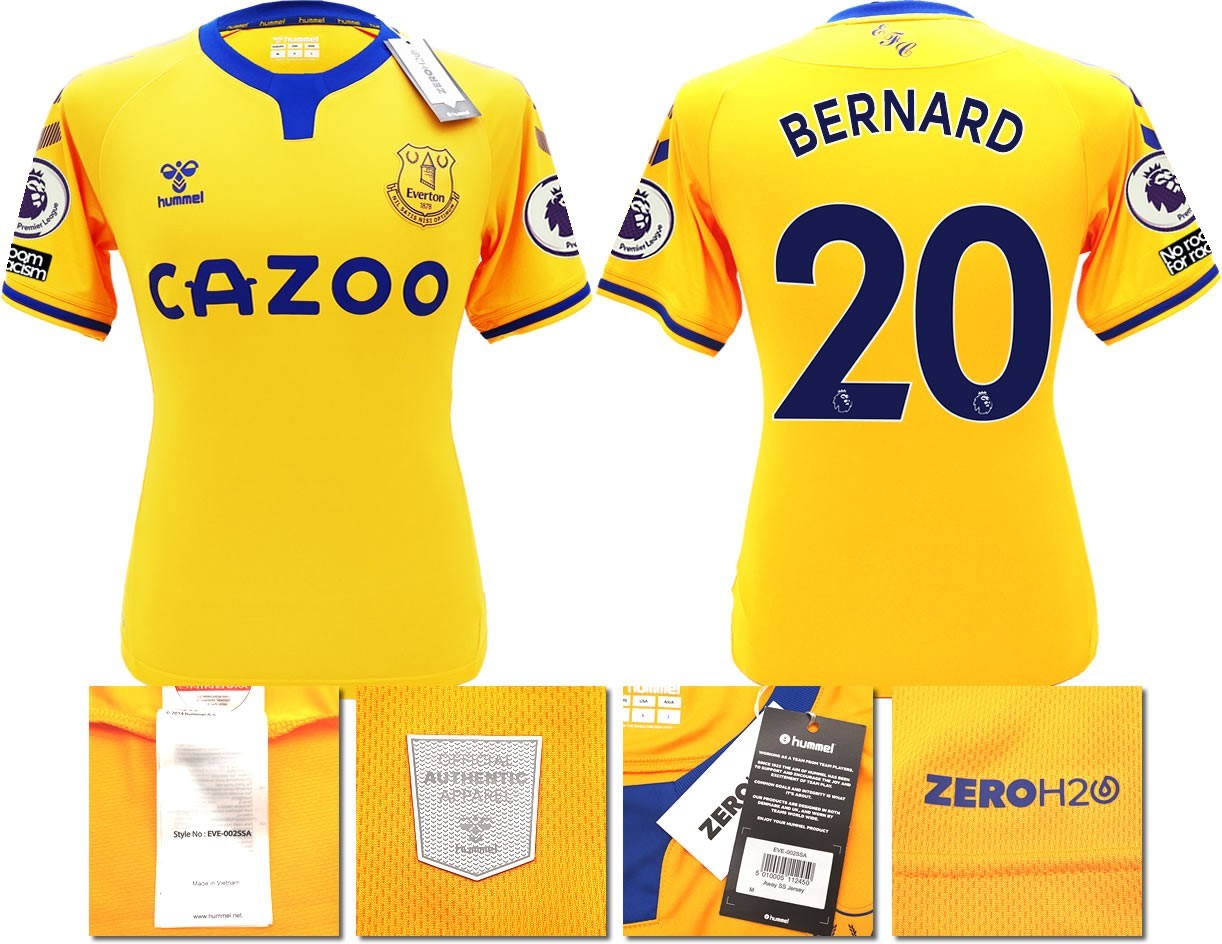 BNWT 2020 2021 HUMMEL EVERTON AWAY SHIRT MEN'S BERNARD 20 + PATCHES