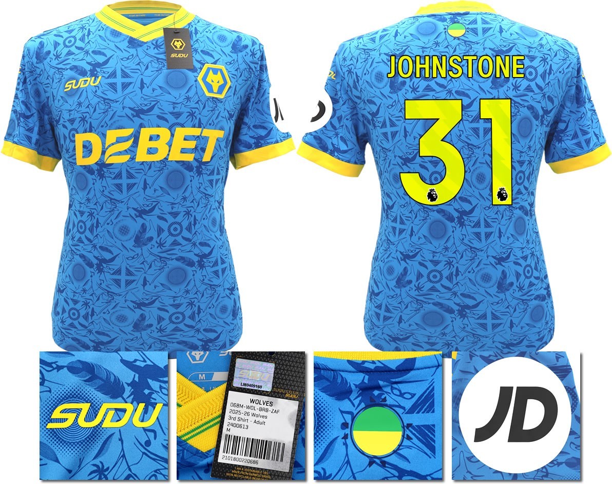 BNWT 2025/2026 WOLVES F.C. SUDU THIRD SHIRT JOHNSTONE 31