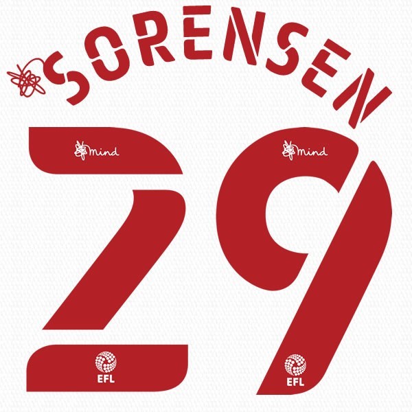 BRENTFORD 2020 2021 OFFICIAL SORENSEN 29 3RD PLAYER SIZE NAME SET