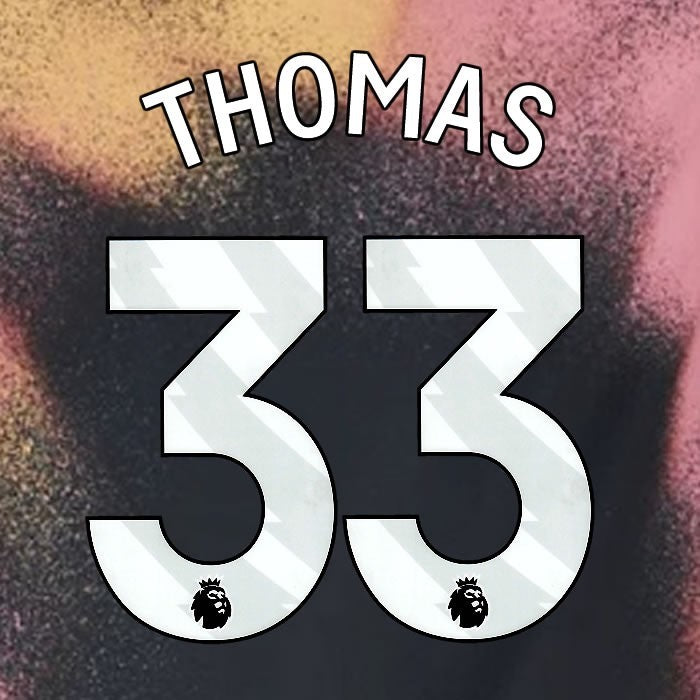 2024 2025 OFFICIAL LEICESTER CITY THOMAS 33 WHITE AWAY PLAYER SIZE NAME SET