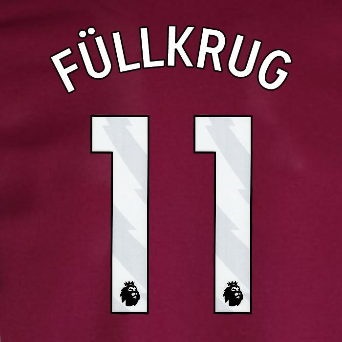 2024 2025 WEST HAM FULLKRUG 11 OFFICIAL WHITE HOME PLAYER SIZE NAMESET