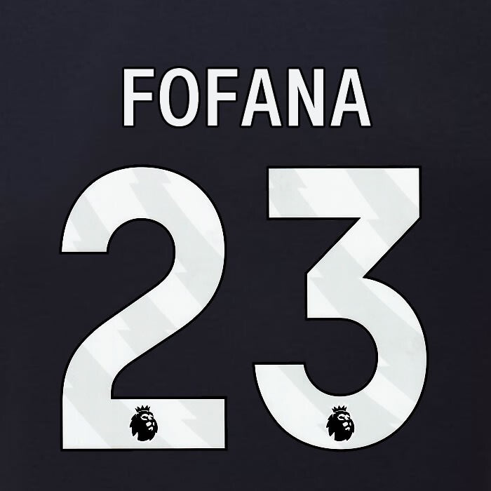 2023 2024 BURNLEY FOFANA 23 OFFICIAL WHITE 3RD PLAYER SIZE NAMESET