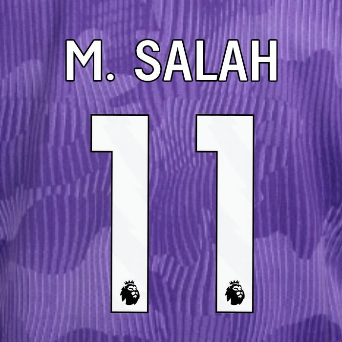 2023 2024 OFFICIAL LIVERPOOL M. SALAH 11 WHITE 3RD PLAYER SIZE NAMESET