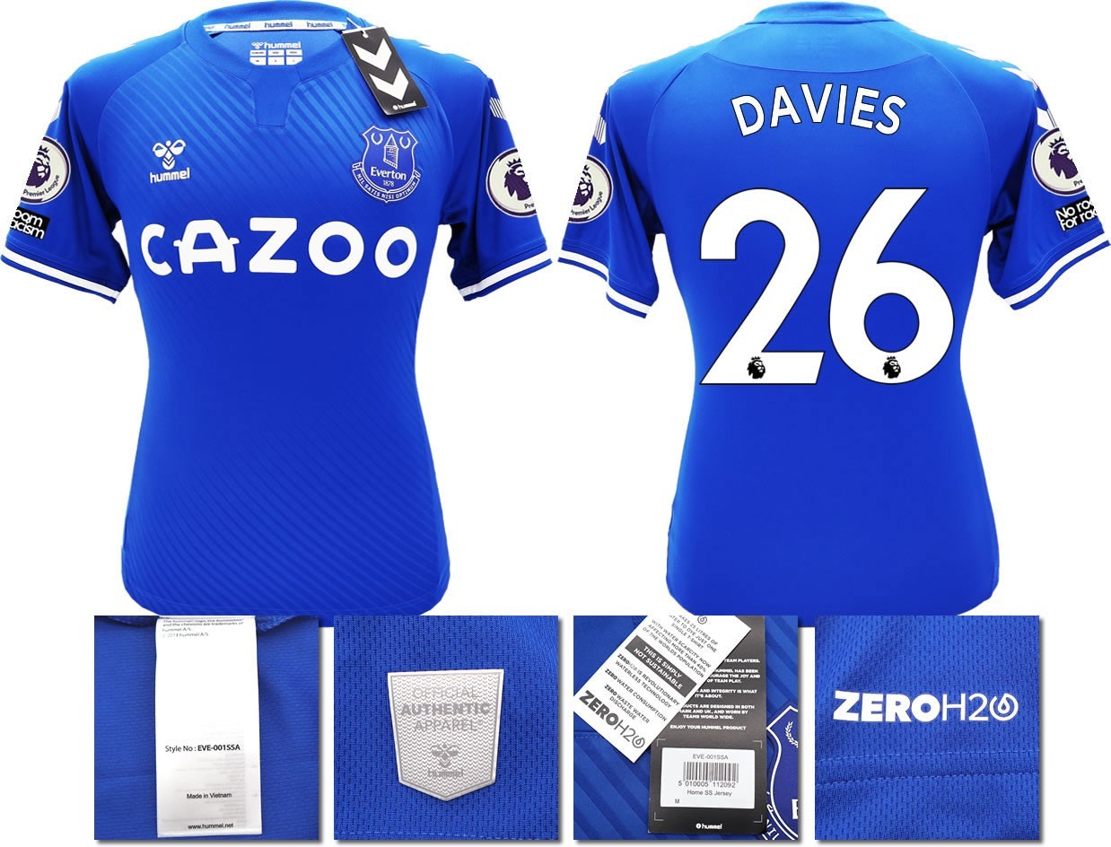 BNWT 2020 2021 HUMMEL EVERTON HOME SHIRT MEN'S DAVIES 26 + PATCHES