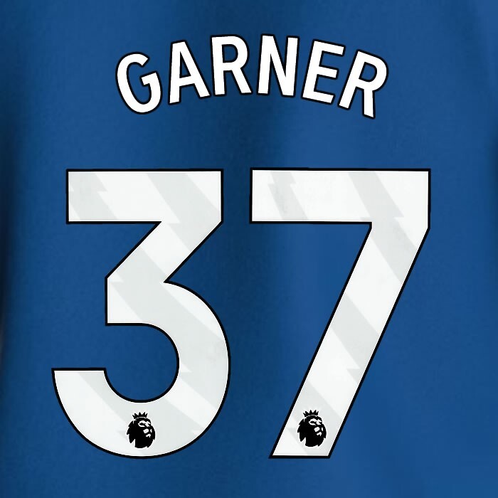 2023 2024 EVERTON GARNER 37 OFFICIAL WHITE HOME PLAYER SIZE NAMESET