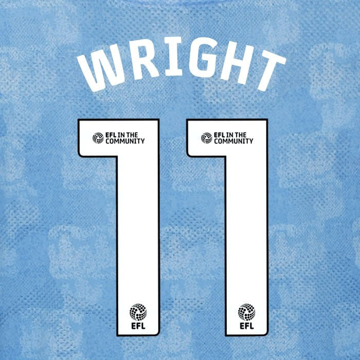 25 26 COVENTRY CITY WRIGHT 11 OFFICIAL WHITE HOME PLAYER SIZE NAME SET 230MM