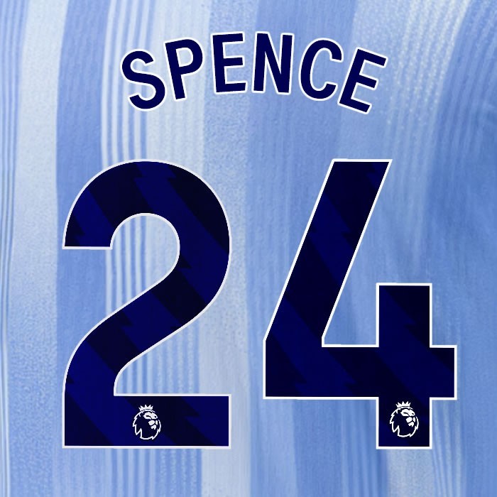 2024 2025 TOTTENHAM SPENCE 24 BLUE AWAY PLAYER SIZE NAME SET