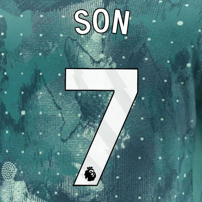 2024 2025 TOTTENHAM SON 7 WHITE 3RD PLAYER SIZE NAME SET