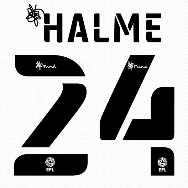 BARNSLEY 2020 2021 OFFICIAL HALME 24 AWAY PLAYER SIZE NAME SET