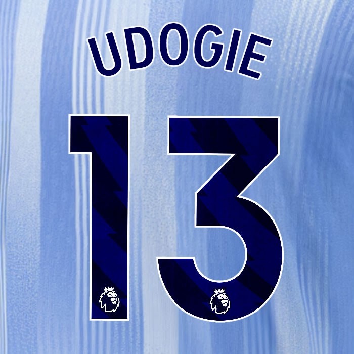 2024 2025 TOTTENHAM UDOGIE 13 BLUE AWAY PLAYER SIZE NAME SET