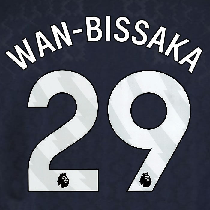 2025 2026 WEST HAM WAN BISSAKA 29 OFFICIAL WHITE 3RD PLAYER SIZE NAMESET