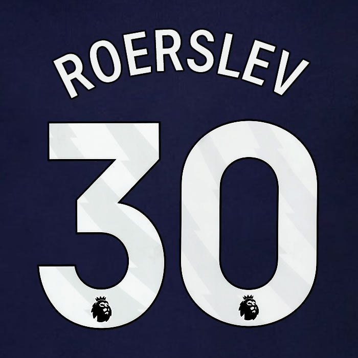 2023 2024 BRENTFORD ROERSLEV 30 OFFICIAL WHITE 3rd PLAYER SIZE NAMESET