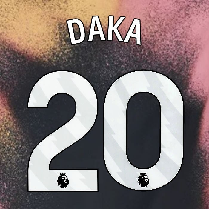2024 2025 OFFICIAL LEICESTER CITY DAKA 20 WHITE AWAY PLAYER SIZE NAME SET