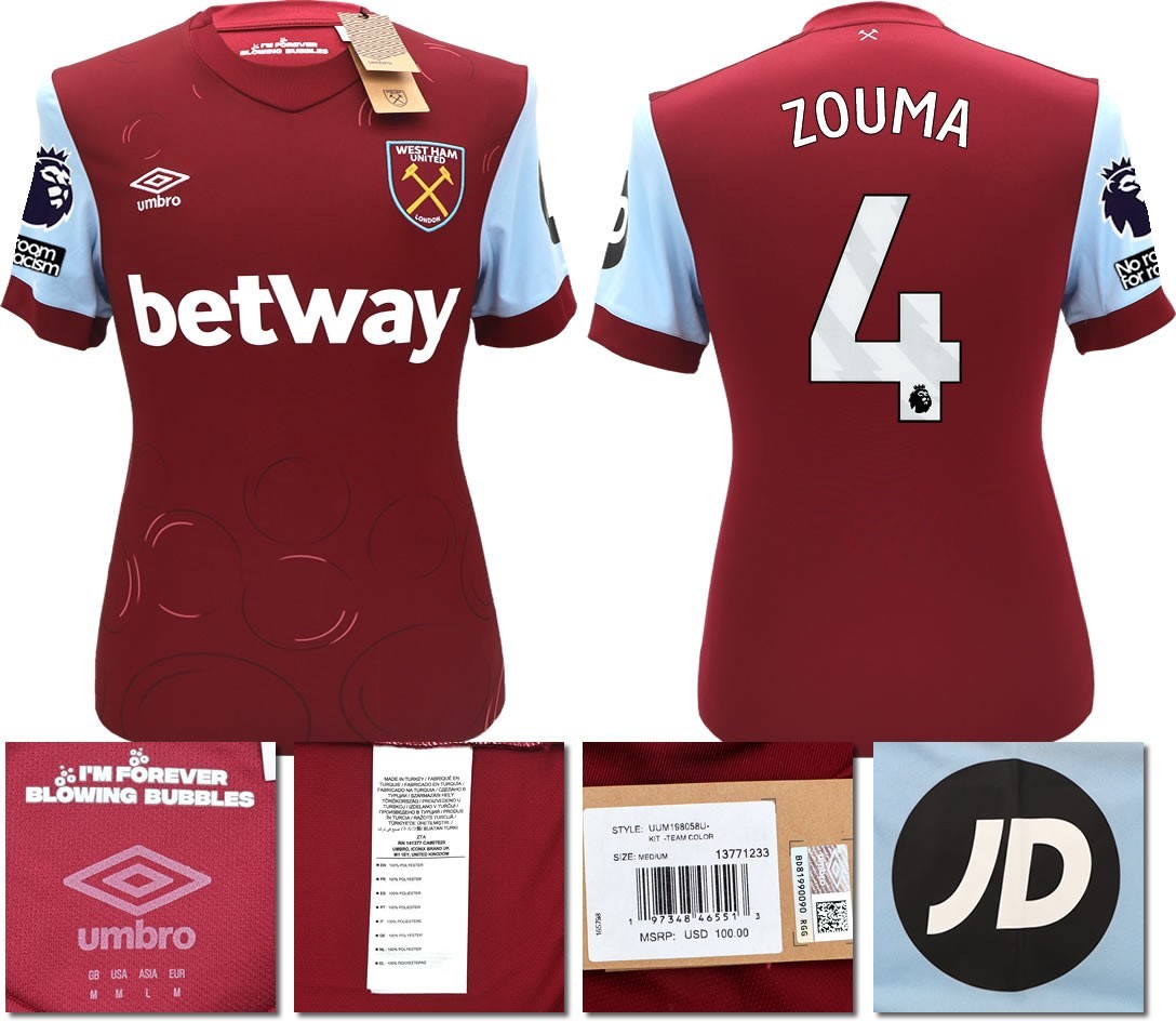 BNWT 2023 2024 UMBRO WEST HAM HOME SHIRT ZOUMA 4 + PACTHES MEN'S