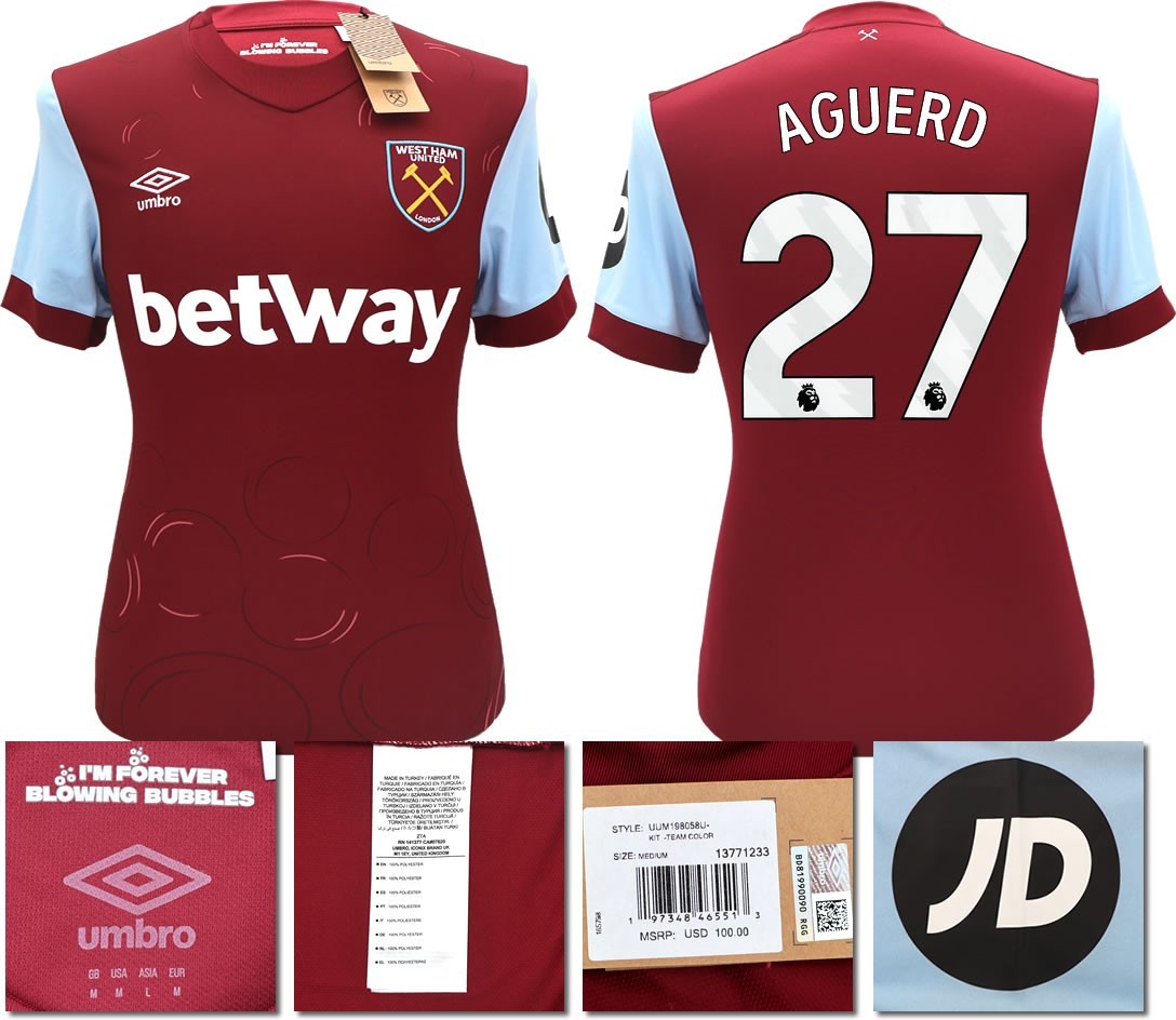 BNWT 2023 2024 UMBRO WEST HAM HOME SHIRT AGUERD 27 MEN'S